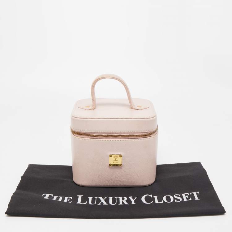Pre Owned MCM Light Pink Leather Vanity Case Bag 