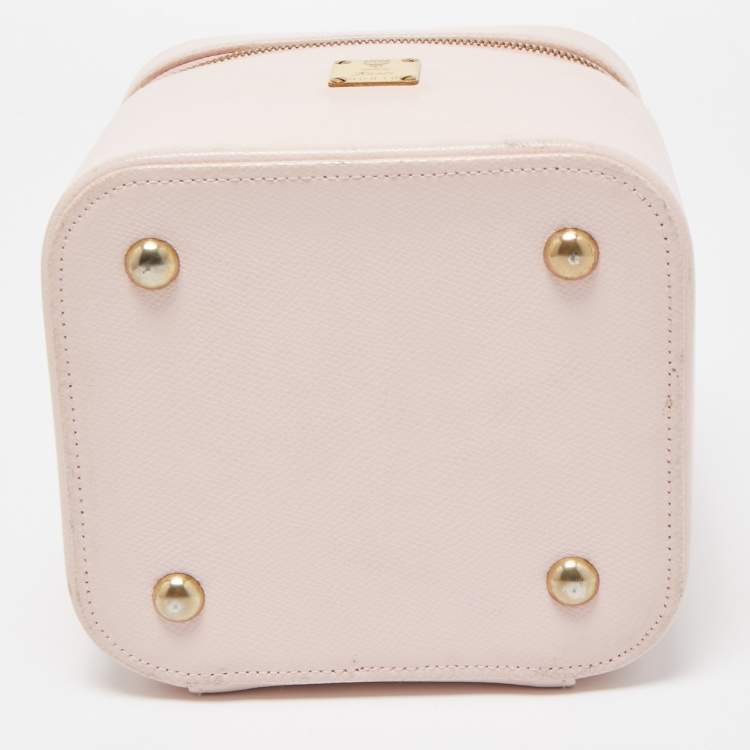 Pre Owned MCM Light Pink Leather Vanity Case Bag 