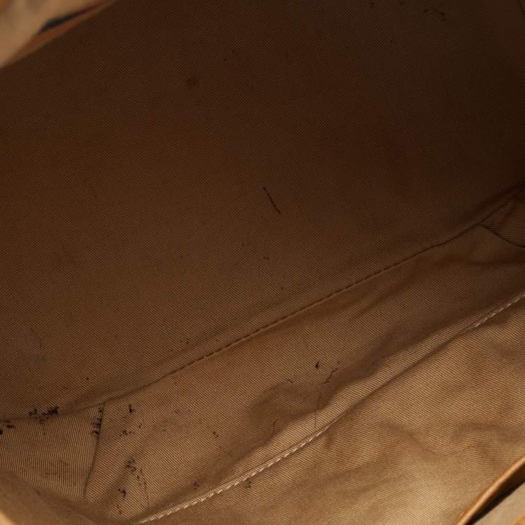 Pre Owned MCM Brown Visetos Coated Canvas and Leather Drawstring Bucket Bag