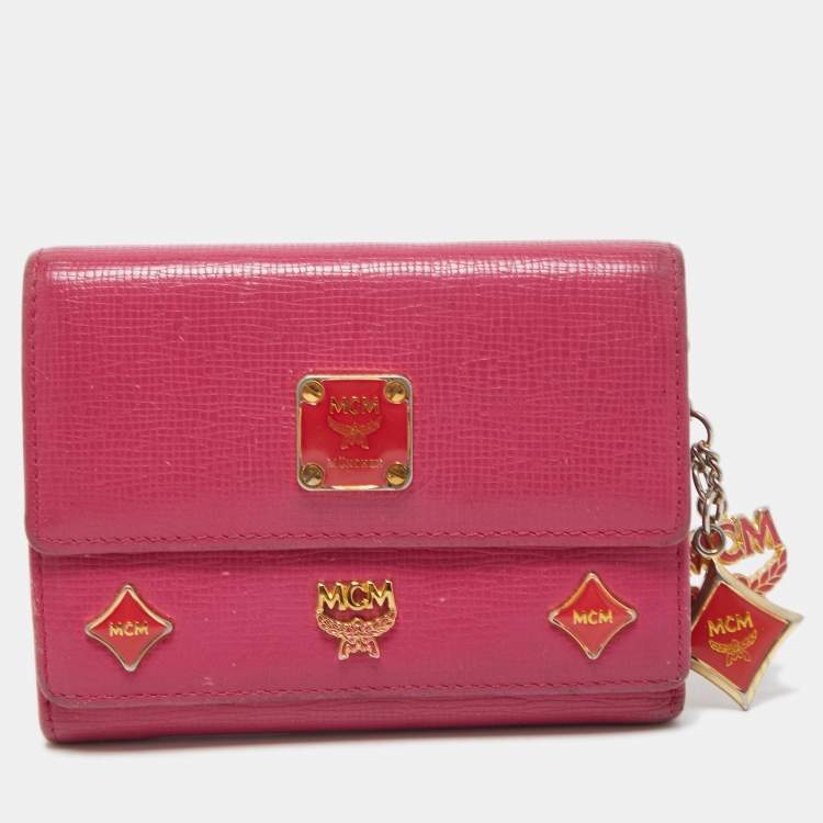 Mcm Pink Leather Bifold Long Wallet