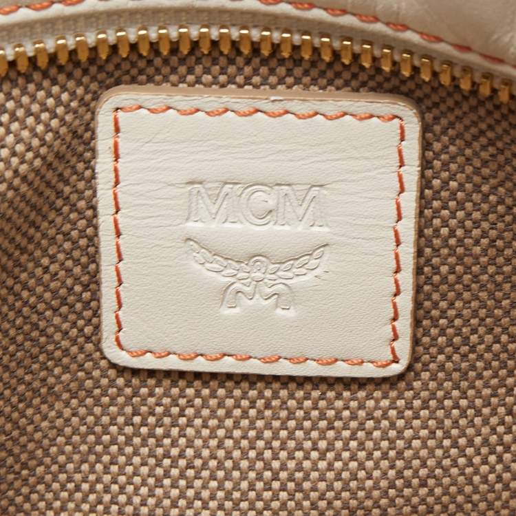 مملوكة مسبقًا MCM Pink/Off White Visetos Coated Canvas and Leather Tote