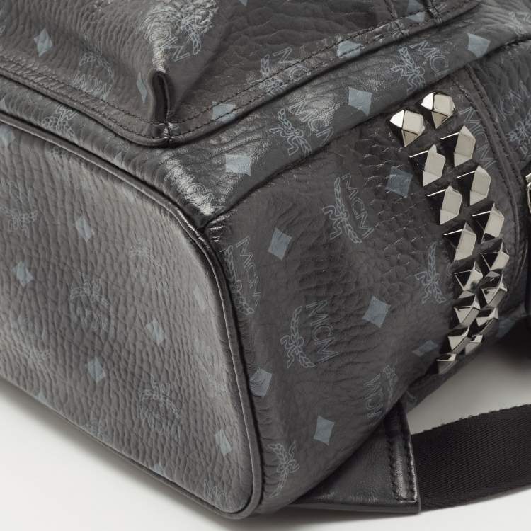 Pre Owned MCM Black Visetos Coated Canvas Small Stark Backpack