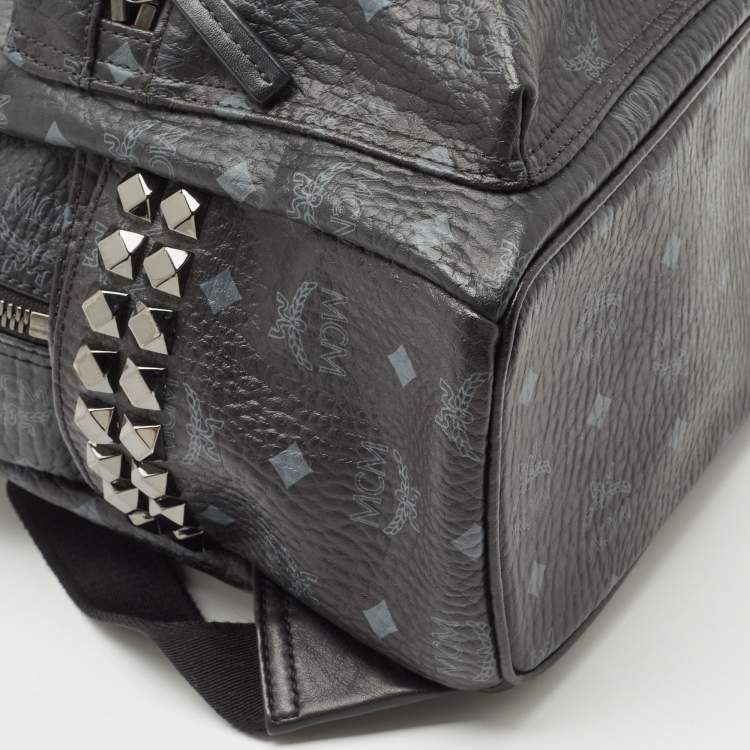Pre Owned MCM Black Visetos Coated Canvas Small Stark Backpack