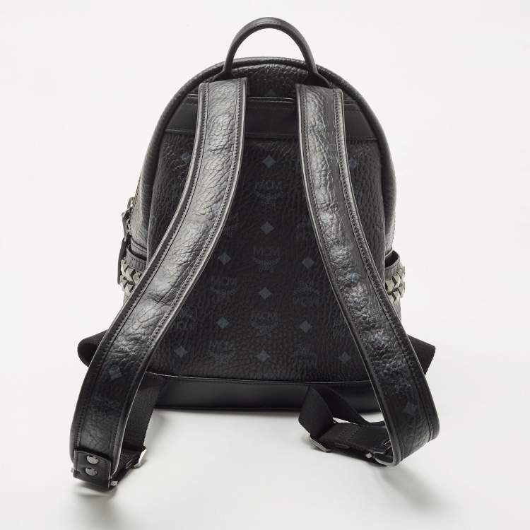 Pre Owned MCM Black Visetos Coated Canvas Small Stark Backpack