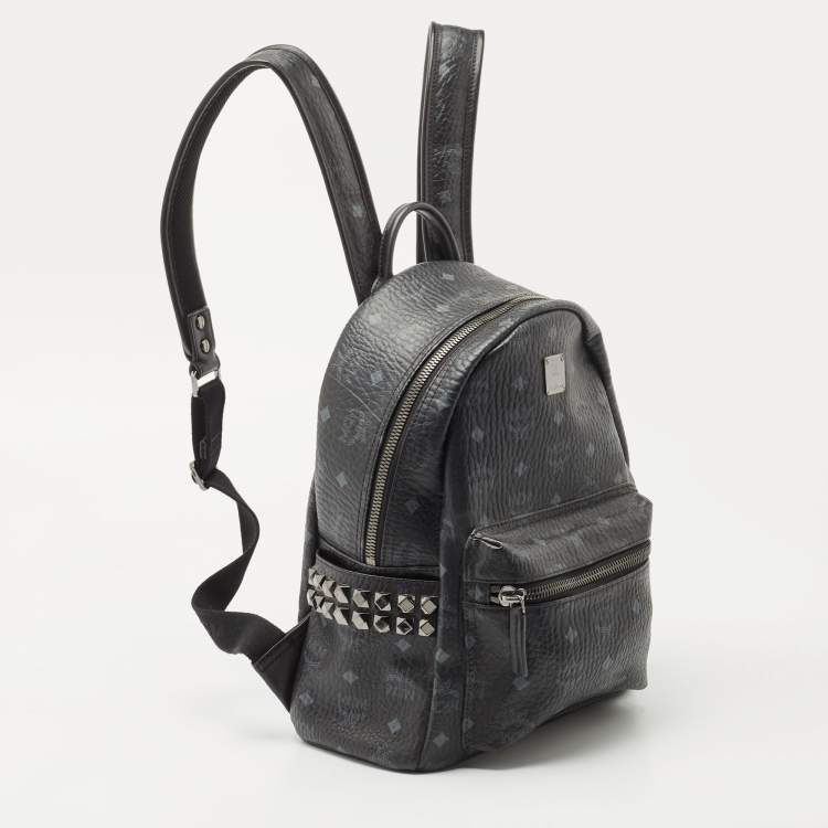 Pre Owned MCM Black Visetos Coated Canvas Small Stark Backpack