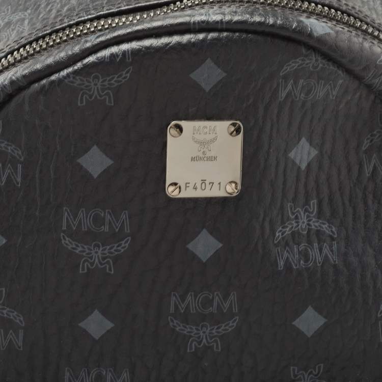 Pre Owned MCM Black Visetos Coated Canvas Small Stark Backpack