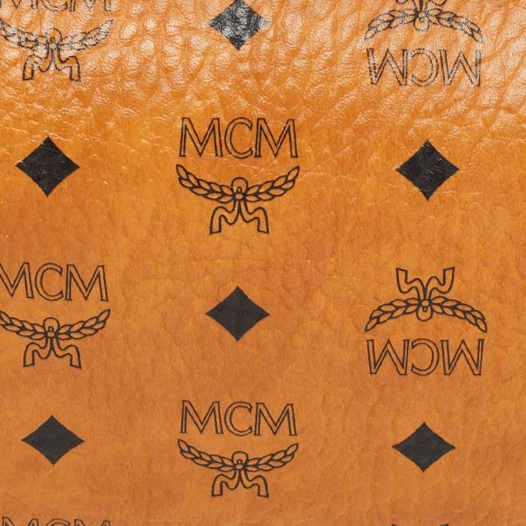 Pre Owned MCM Cognac Visetos Coated Canvas and Leather Millie Chain Clutch