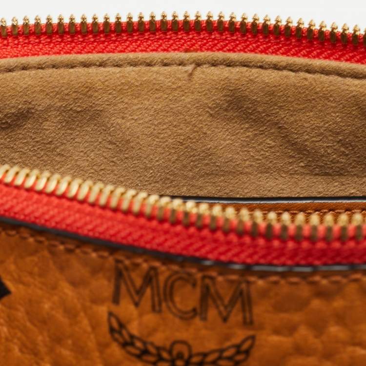 Pre Owned MCM Cognac Visetos Coated Canvas and Leather Millie Chain Clutch