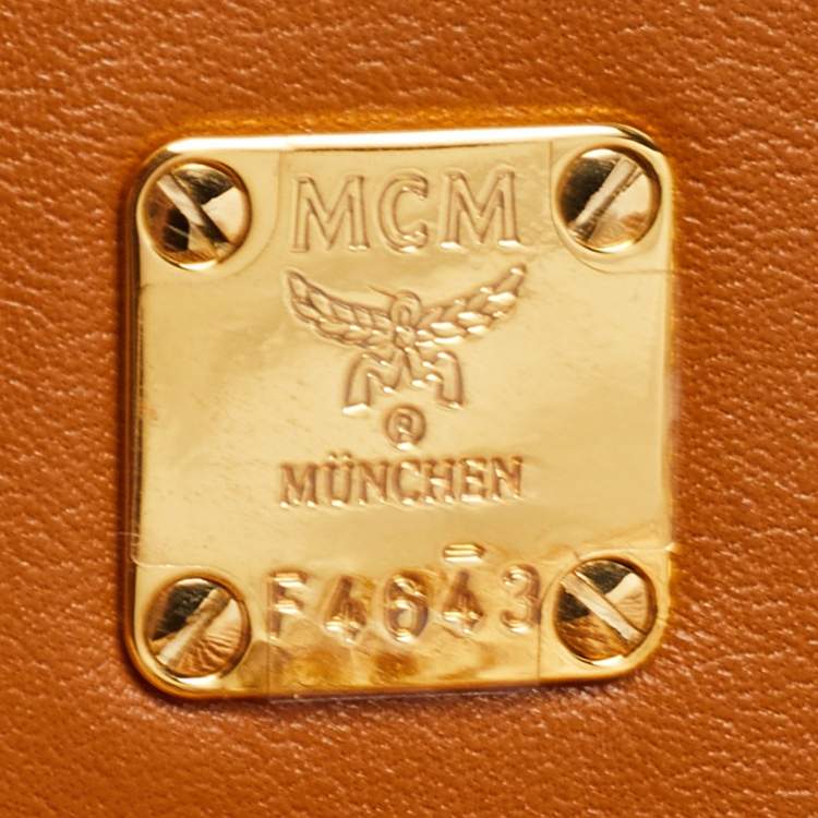 Pre Owned MCM Cognac Visetos Coated Canvas and Leather Millie Chain Clutch