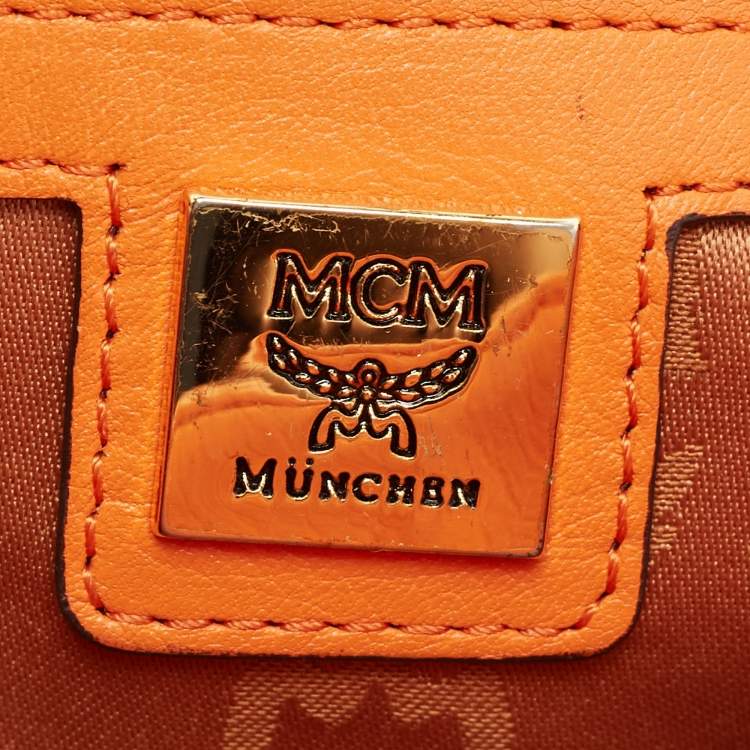 Pre Owned MCM Cognac Visetos Coated Canvas and Leather Flap Crossbody Bag
