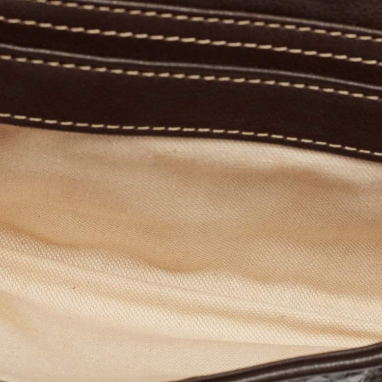 Pre Owned MCM Dark Brown Python Embossed Leather Front Pocket Satchel