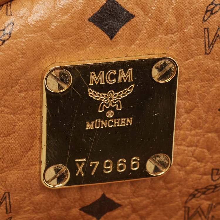 Pre Owned MCM Tan Visetos Coated Canvas and Leather Mini Studded Stark Bebe Boo Backpack