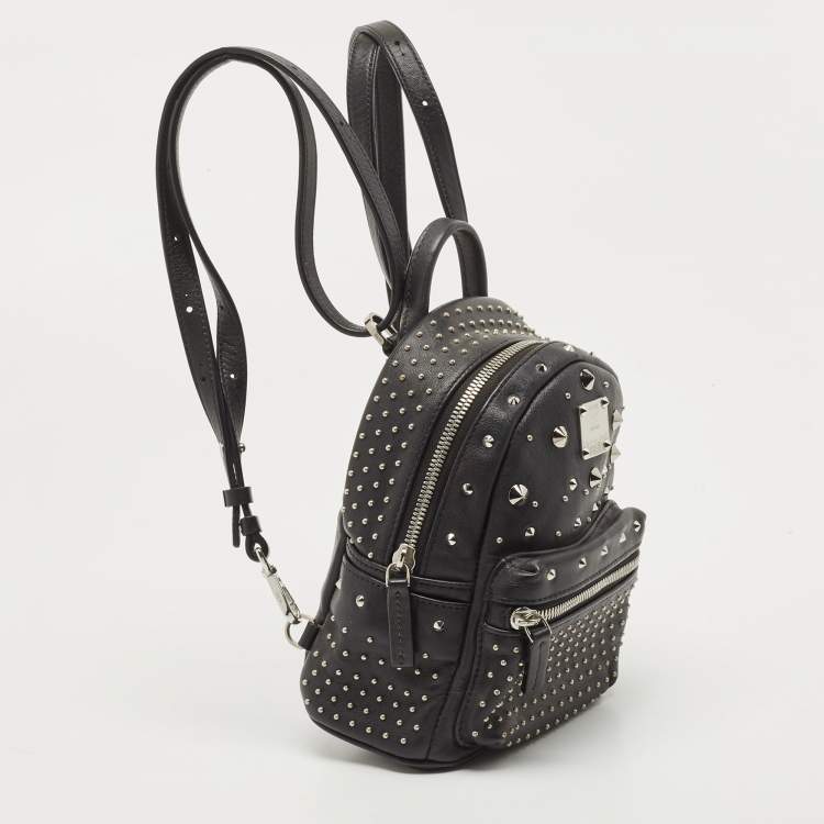 Pre Owned MCM Black Leather Mini Studded Stark-Bebe Boo Backpack