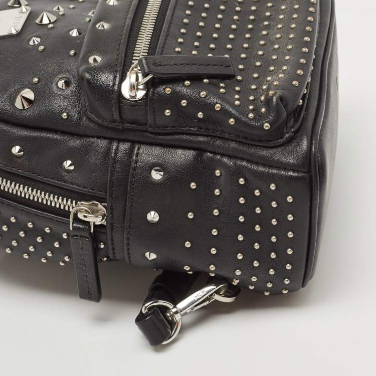 Pre Owned MCM Black Leather Mini Studded Stark-Bebe Boo Backpack