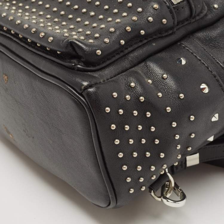 Pre Owned MCM Black Leather Mini Studded Stark-Bebe Boo Backpack