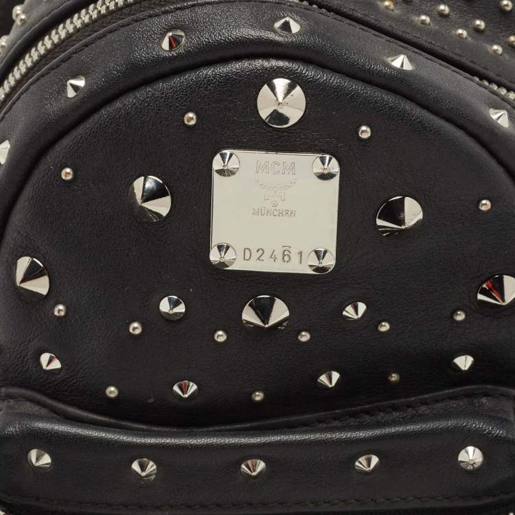 Pre Owned MCM Black Leather Mini Studded Stark-Bebe Boo Backpack