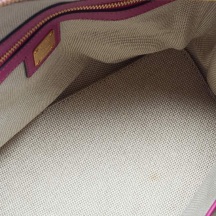 Pre Owned MCM Fuchsia Leather Zip Satchel 