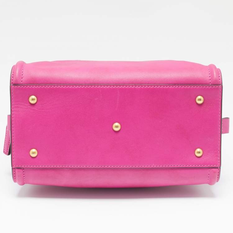 Pre Owned MCM Fuchsia Leather Zip Satchel 