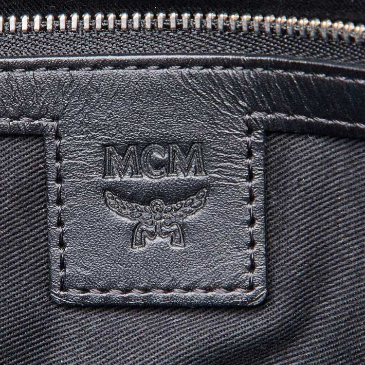 Pre Owned MCM Black/Silver Visetos Coated Canvas and Leather Shopper Tote