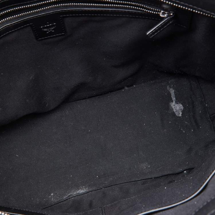 Pre Owned MCM Black/Silver Visetos Coated Canvas and Leather Shopper Tote