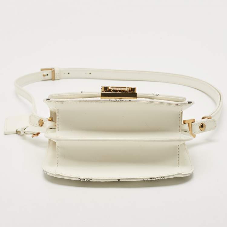Pre Owned MCM White Visetos Coated Canvas and Leather Mini Patricia Crossbody Bag