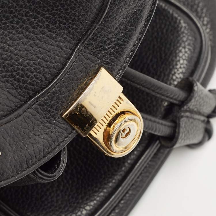 Pre Owned MCM Black Leather Mini Drawstring Backpack