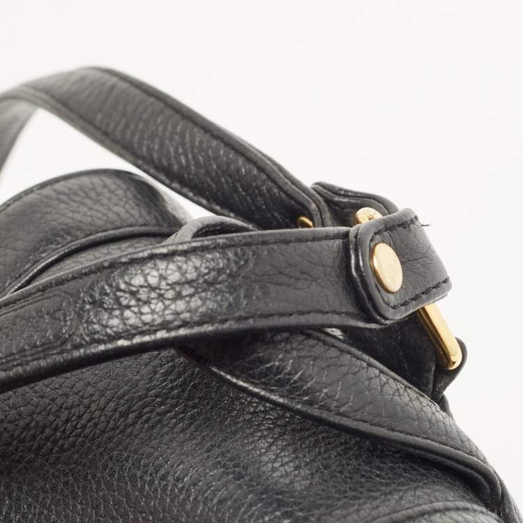 Pre Owned MCM Black Leather Mini Drawstring Backpack