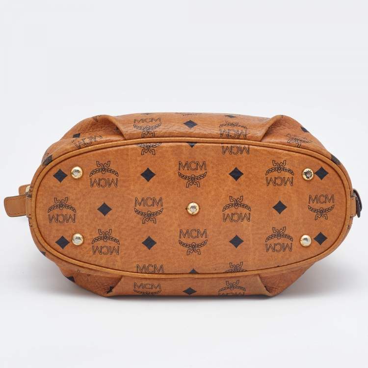 Pre Owned MCM Cognac Visetos Coated Canvas and Leather Hobo