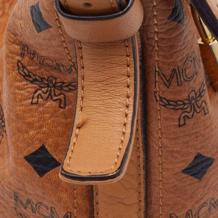Pre Owned MCM Cognac Visetos Coated Canvas and Leather Hobo