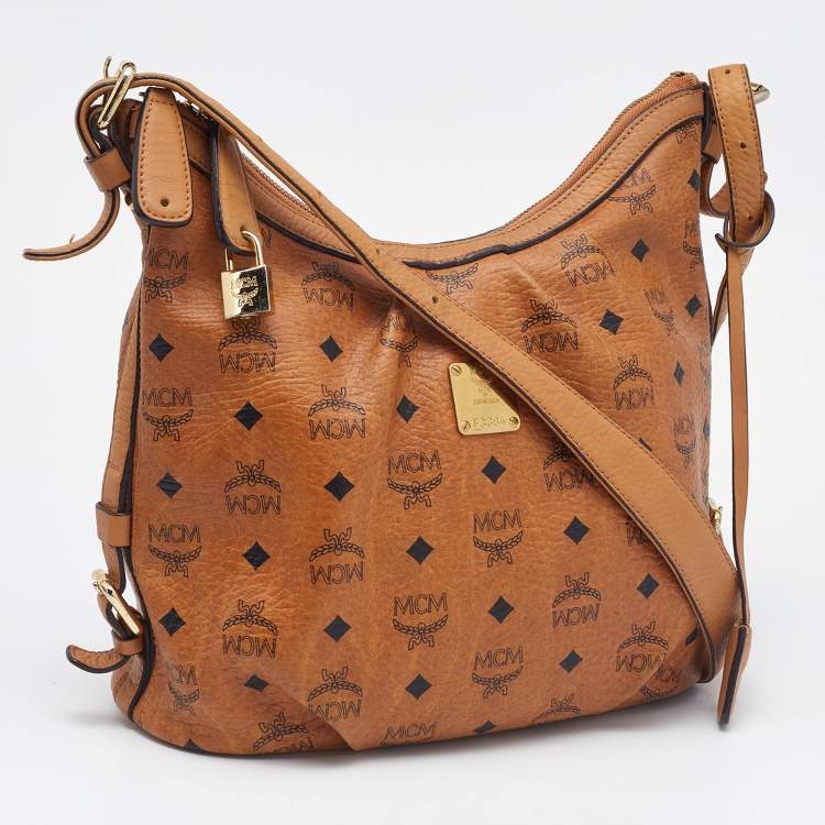 Pre Owned MCM Cognac Visetos Coated Canvas and Leather Hobo