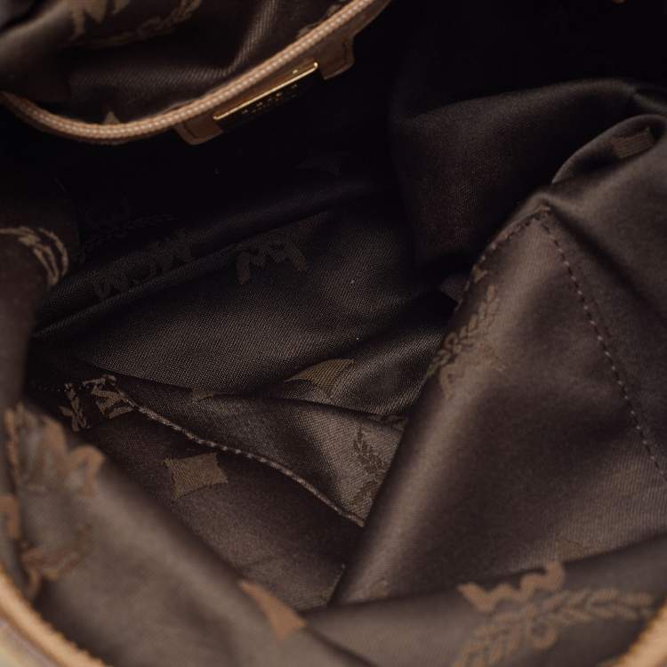 Pre Owned MCM Beige Visetos Coated Canvas and Leather Hobo