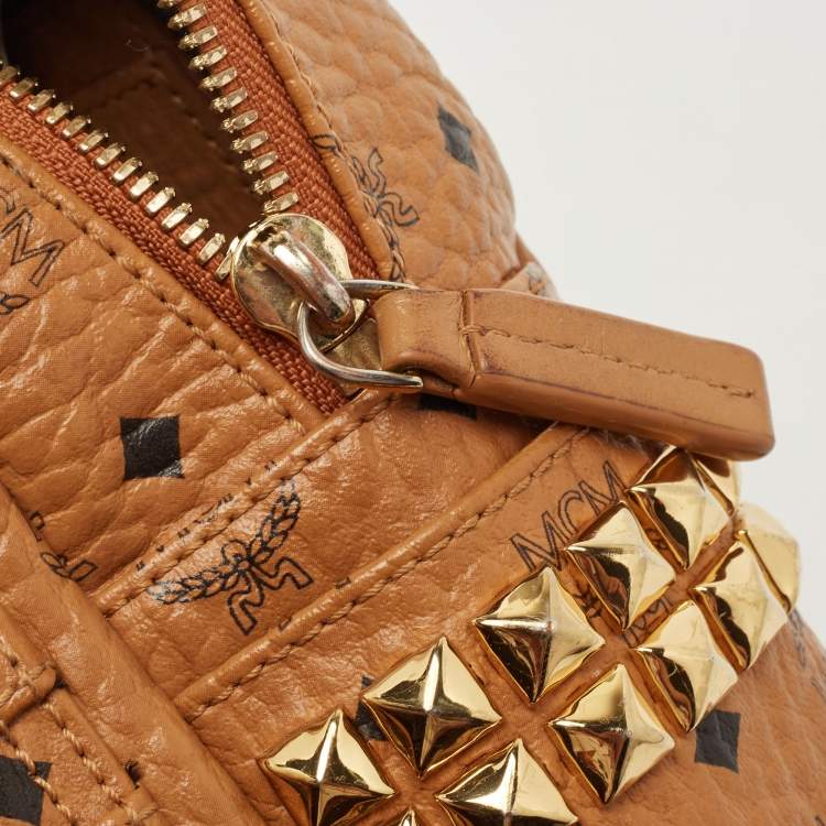 Pre Owned MCM Tan Visetos Coated Canvas and Leather Mini Studded Stark-Bebe Boo Backpack