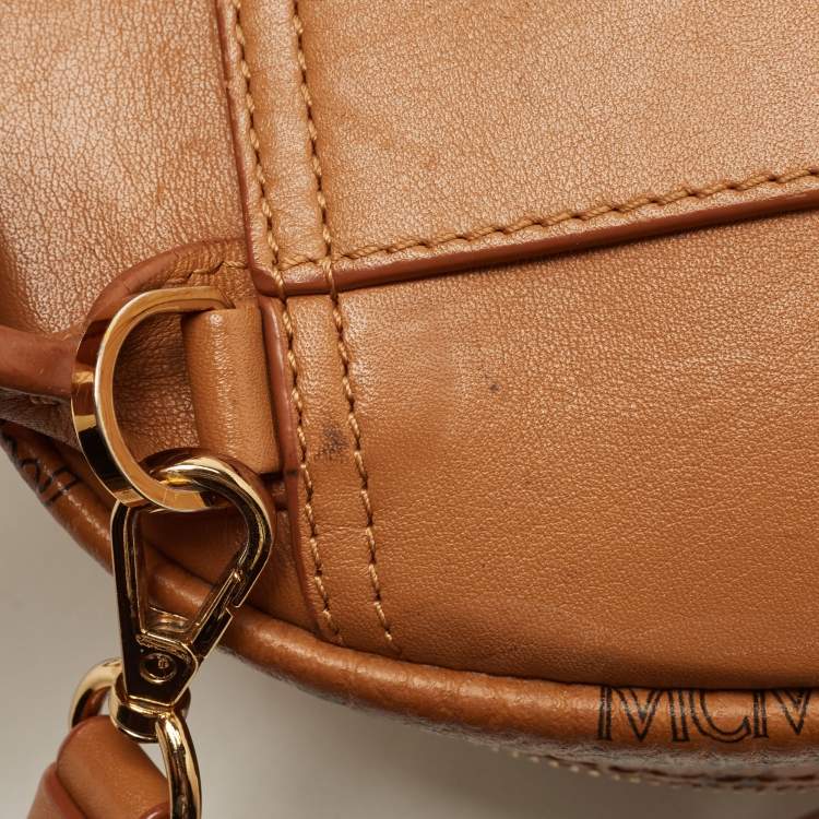 Pre Owned MCM Tan Visetos Coated Canvas and Leather Mini Studded Stark-Bebe Boo Backpack