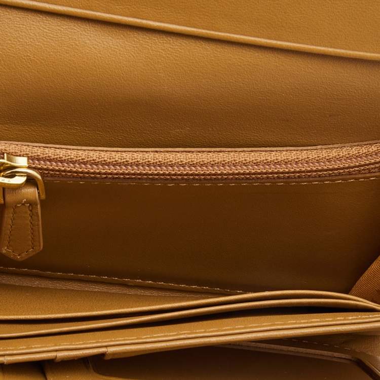 Pre Owned MCM Cognac Visetos Coated Canvas Flap Trifold Wallet