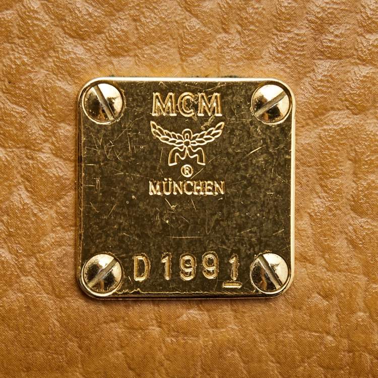 Pre Owned MCM Cognac Visetos Coated Canvas Flap Trifold Wallet