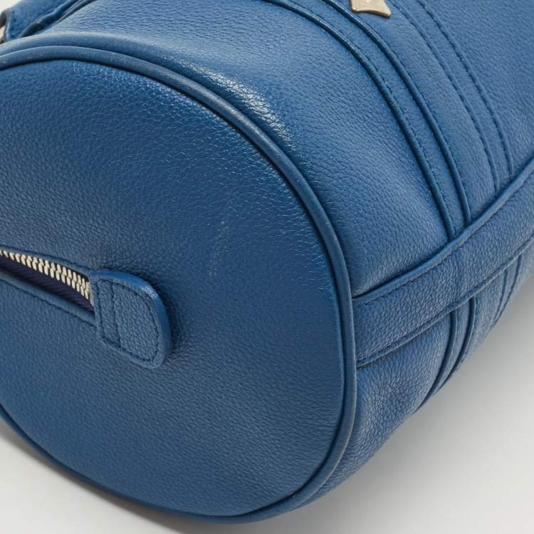 مملوكة مسبقًا MCM Blue Leather Logo Boston Bag