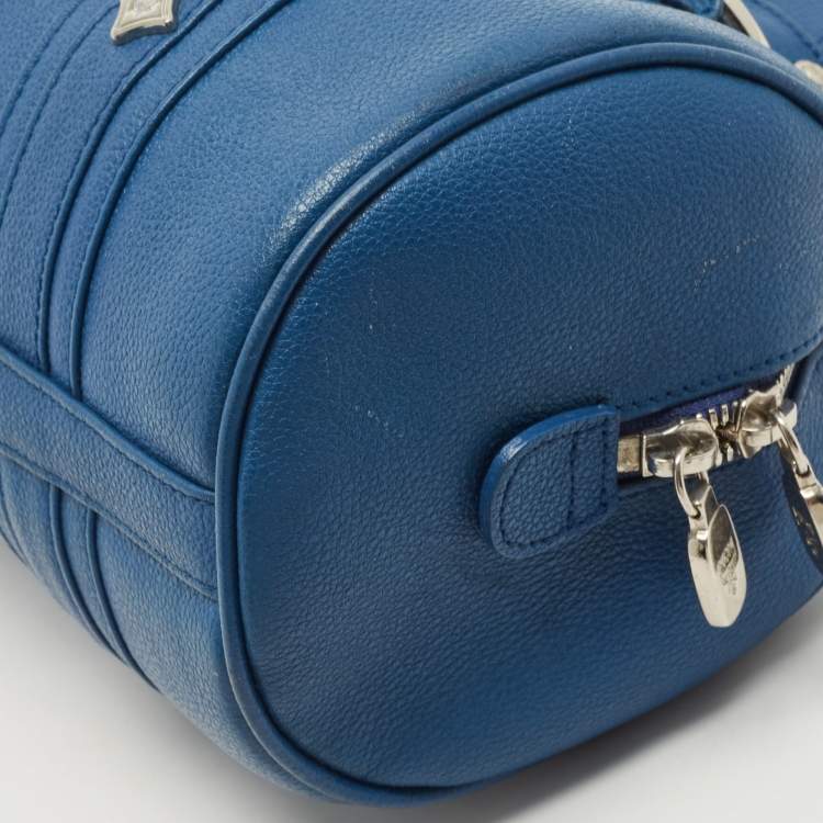 مملوكة مسبقًا MCM Blue Leather Logo Boston Bag