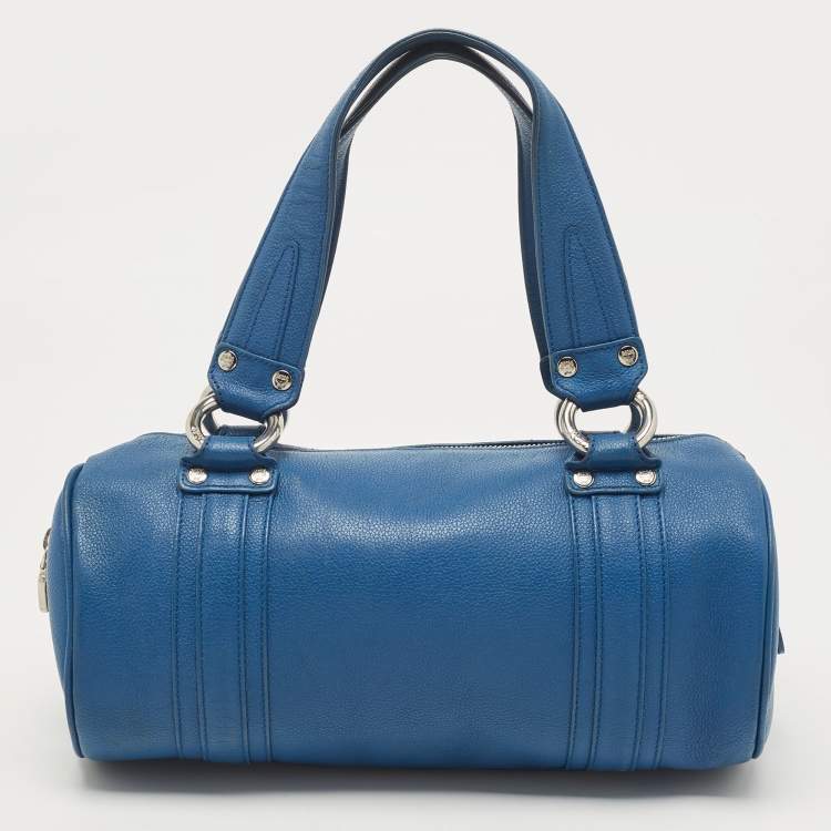 مملوكة مسبقًا MCM Blue Leather Logo Boston Bag