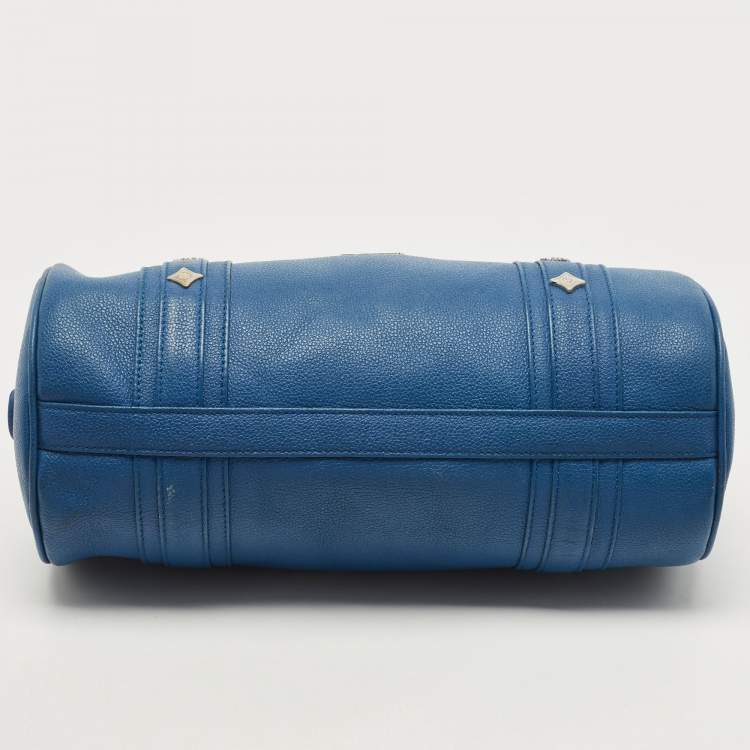 مملوكة مسبقًا MCM Blue Leather Logo Boston Bag