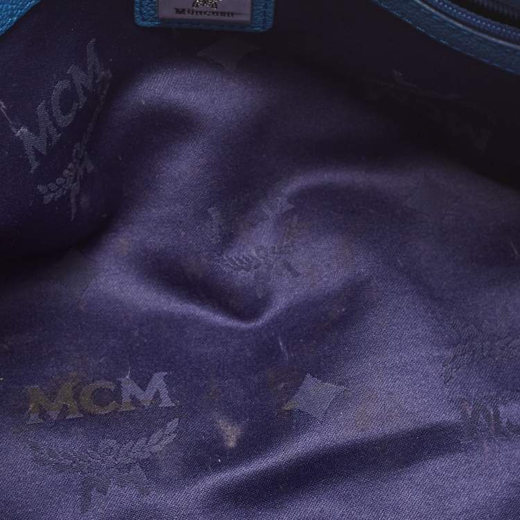مملوكة مسبقًا MCM Blue Leather Logo Boston Bag