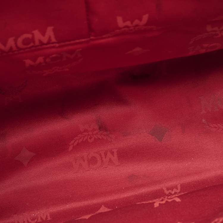 Pre Owned MCM Pink Visetos Coated Canvas and Leather Studs Backpack