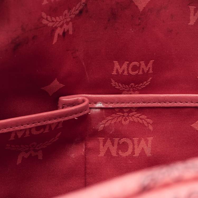 Pre Owned MCM Pink Visetos Coated Canvas and Leather Studs Backpack