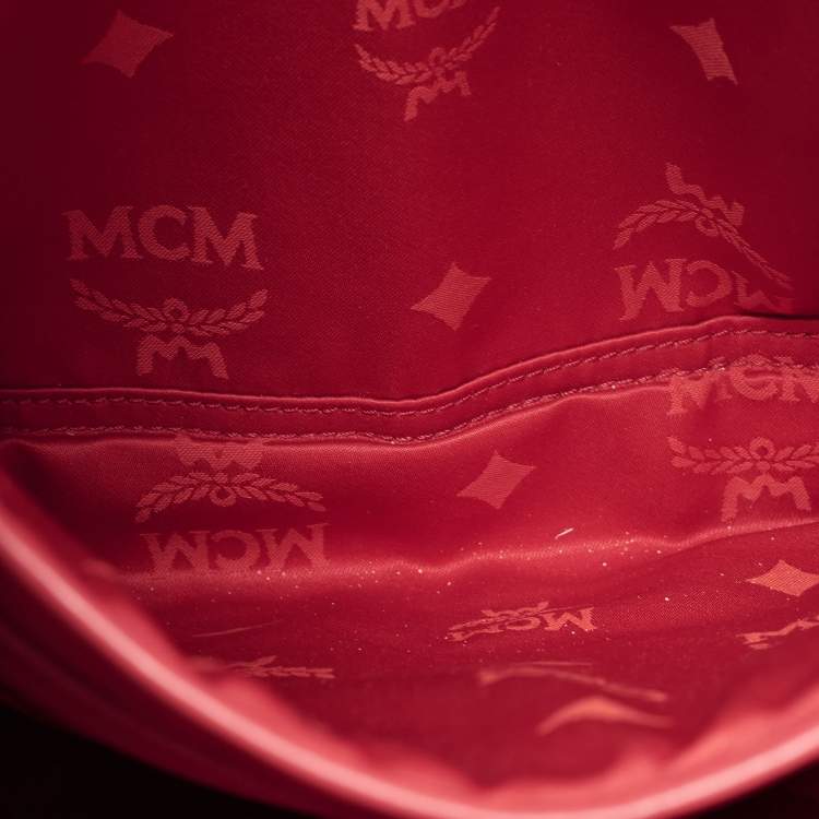 Pre Owned MCM Pink Visetos Coated Canvas and Leather Studs Backpack