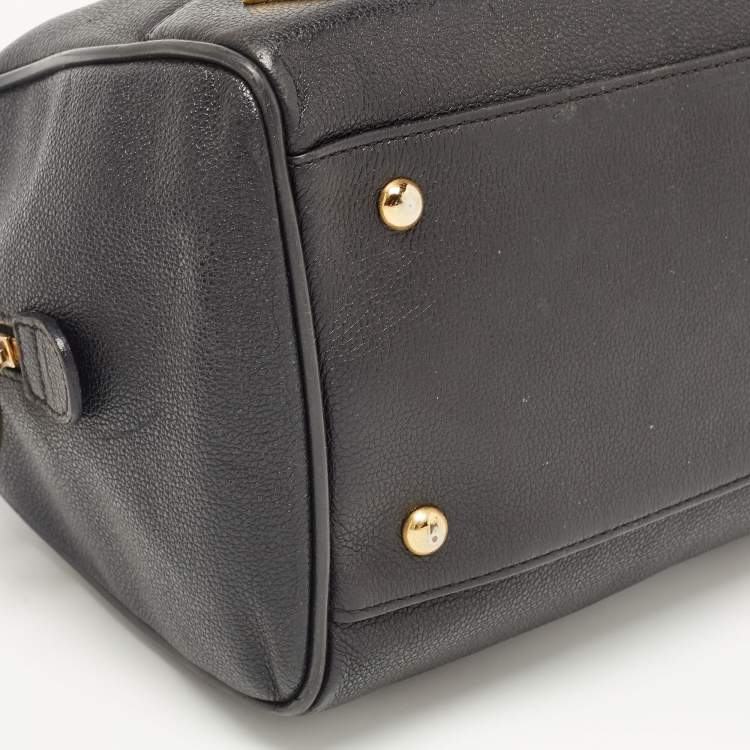 Pre Owned MCM Black Leather Embellished Boston Bag