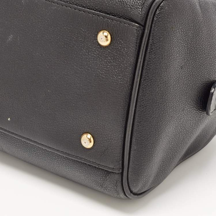Pre Owned MCM Black Leather Embellished Boston Bag