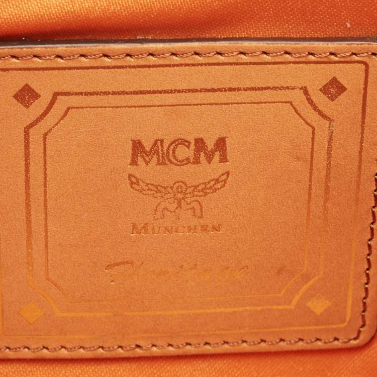 Pre Owned MCM Cognac Visetos Coated Canvas Heritage Top Handle Bag