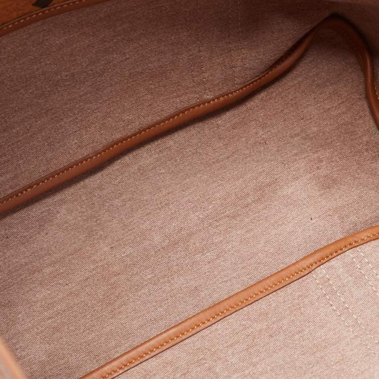 Pre Owned MCM Tan Visetos Coated Canvas and Leather Shopper Tote