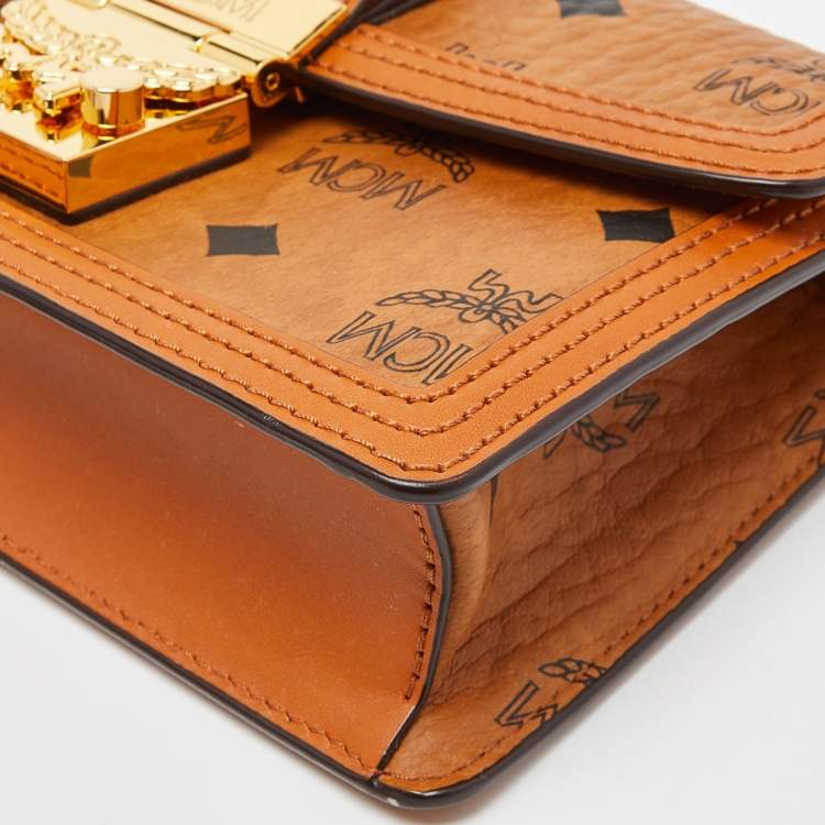 Pre Owned MCM Cognac Visetos Coated Canvas and Leather Mini Rabbit Crossbody Bag