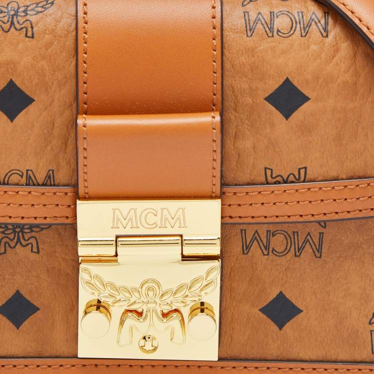 Pre Owned MCM Cognac Visetos Coated Canvas and Leather Mini Rabbit Crossbody Bag