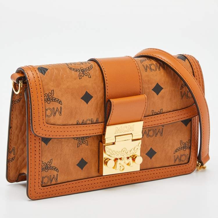 Pre Owned MCM Cognac Visetos Coated Canvas and Leather Mini Rabbit Crossbody Bag